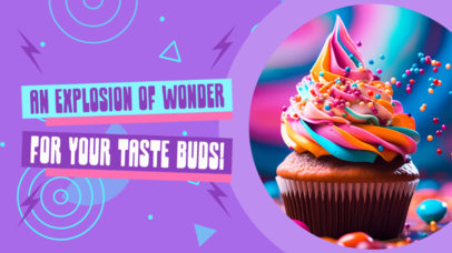 YouTube Thumbnail Template with a Recipe for a Colorful Cupcake Inspired by Willy Wonka 5436i-6041