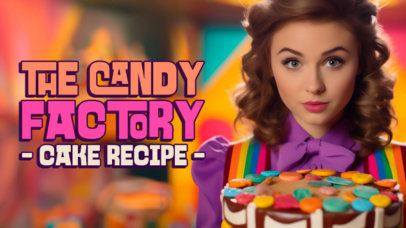 Willy Wonka-Inspired YouTube Thumbnail Template for a Colorful Cake Recipe 5215l-6041
