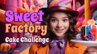 YouTube Thumbnail Generator with a Character Inspired by Willy Wonka for a Cake Challenge 5215m-6041