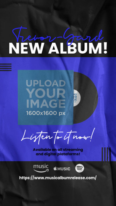 Vinyl Album Cover Mockup Featuring a Promo for Social Media 6030