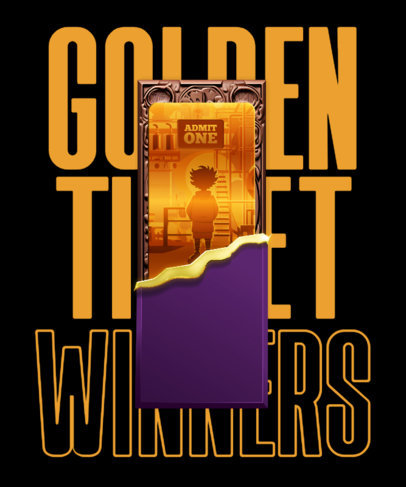 Illustrated T-Shirt Design Generator With a Golden Ticket Inspired by Wonka 4900n-6042