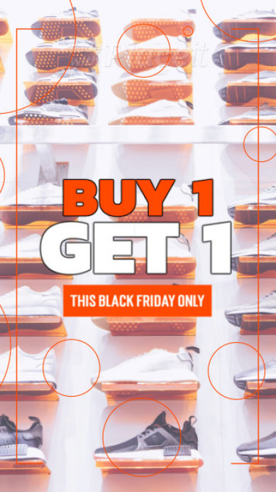 Instagram Story Video Generator Promoting a Black Friday BoGo Offer in Sneakers