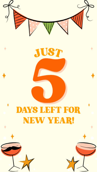 Instagram Story Template Featuring a Five-Day Countdown for New Year's Day 4343h-6043