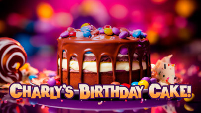 YouTube Thumbnail Template Featuring a Colorful Chocolate Cake Inspired by Willy Wonka 5887l-6041