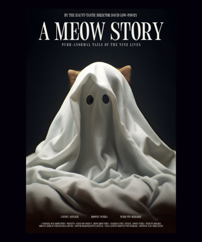 Funny T-Shirt Design Generator Featuring a Cat with a Sheet Ghost Costume  6692i