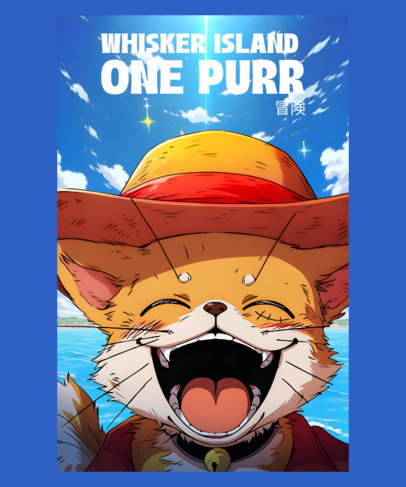 T-Shirt Design Maker Featuring a Laughing Cat Cartoon Inspired by One Piece 6694d