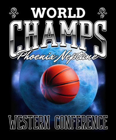T-Shirt Design Creator Featuring a Basketball with a Planet in the Background