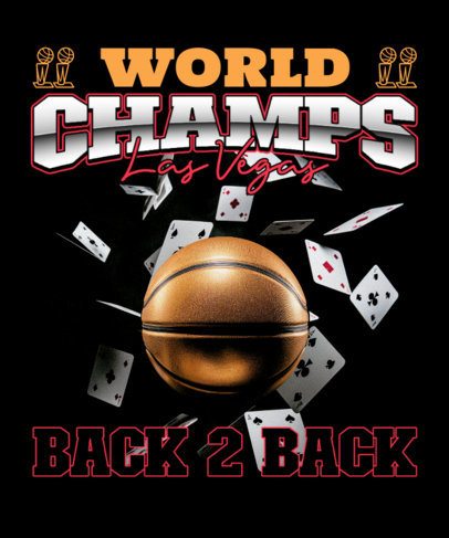 T-Shirt Design Maker Featuring a Basketball with Poker Cards 6195i