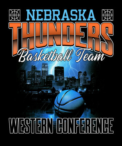 T-Shirt Design Creator for a Basketball Team Featuring Thunder and Lightning