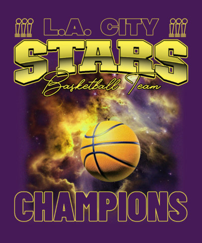 T-Shirt Design Generator Featuring a Basketball with a Galaxy Background
