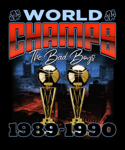 T-Shirt Design Template for a Basketball Team Featuring Golden Trophies