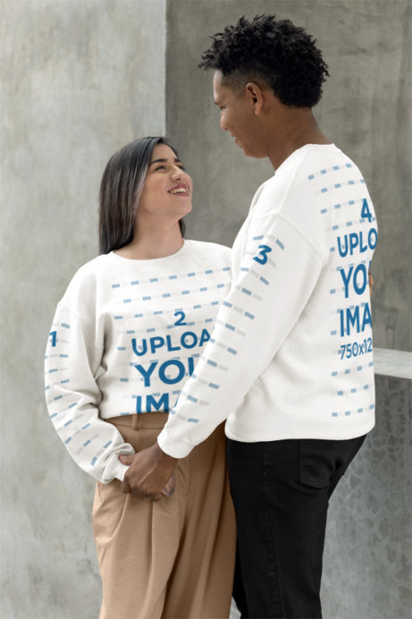 Gildan Sweatshirt Mockup Featuring an Adorable Couple Looking at Each Other