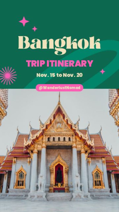 Trip Itinerary Instagram Story Video Generator to Visit Bangkok 7287