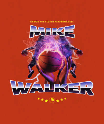 T-Shirt Design Template Featuring a Basketball with Smoke 6194m