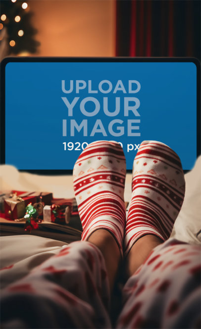 Winter Mockup Featuring a Woman Watching Movie on Her iPad m36533