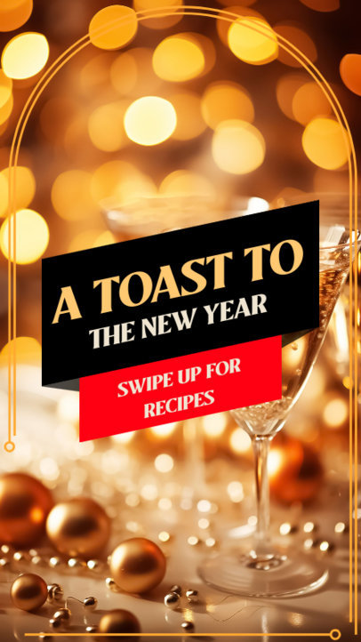 Instagram Story Template Featuring Cocktail Recipes to Celebrate New Year's Day