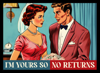 Valentine's Day-Themed Greeting Card Maker with a Retro Couple Illustration