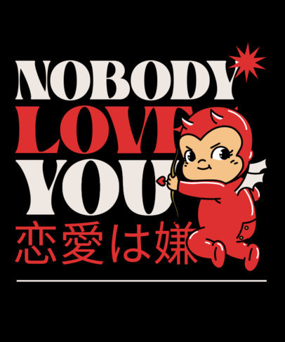 Ironic T-Shirt Design Creator With a Devil Cupid for Anti-Valentine's Day 5714i-6061