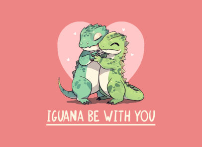 Valentine's-Themed Greeting Card Maker with a Cute of Dinosaurs Hugging Each Other
