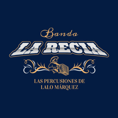 Norteno Mexican Band Logo Template with a Musician Playing an Accordion 6204