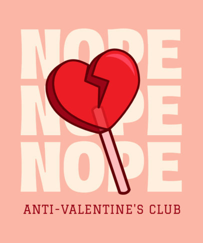 Anti-Valentine's Day-Themed T-Shirt Design Maker with a Broken Heart-Shaped Lollipop