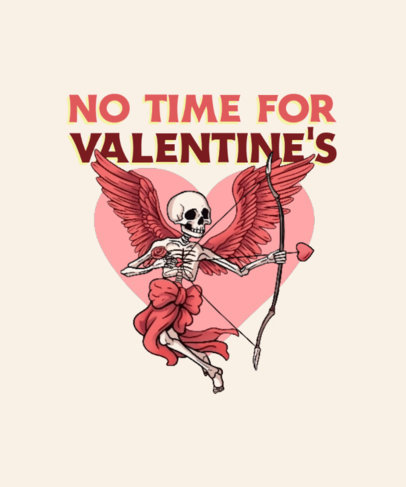 T-Shirt Design Template with a Skeleton Cupid for Anti-Valentine's Day