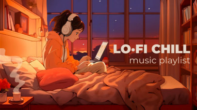 YouTube Thumbnail Maker Featuring Illustrated Characters for a LoFi Beats Channel
