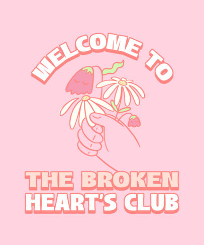 T-Shirt Design Template with Dead Flowers and a Heartbroken-Themed Quote 5278j-6060
