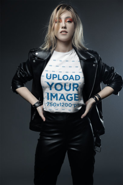 Bella Canvas T-Shirt Mockup of a Woman Wearing a Rockstar Style