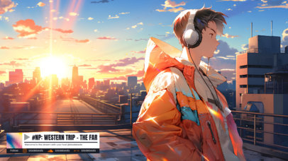 Twitch Screen Maker for a Music Channel Featuring an Anime-Style Illustrated Background