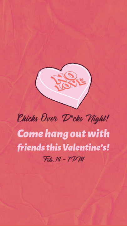 Instagram Story Template Featuring a Heart Graphic for an Anti-Valentine's Event