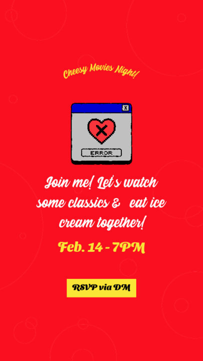 Instagram Story Maker for a Valentine's Cheesy Movies Night Event