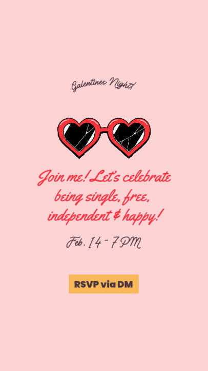 Instagram Story Creator Featuring Heart-Shaped Sunglasses for a Galentine's Night 1832p-6063
