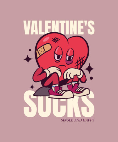 T-Shirt Design Maker with a Beaten Heart Cartoon for Anti-Valentine's Day 6624m-6060