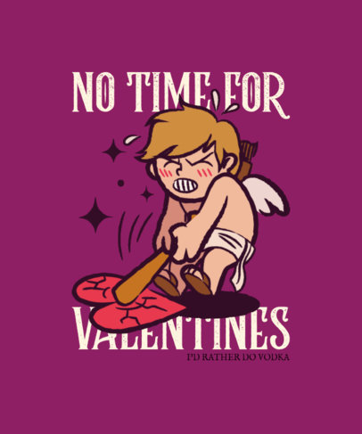 T-Shirt Design Generator with a Cupid Cartoon and an Anti-Valentine's Quote
