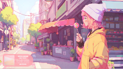 Twitch Screen Maker Featuring an Anime Character Illustration for a Music Channel 6706h