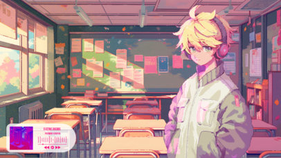 Twitch Screen Generator Featuring an Anime Theme for Lo-Fi Tunes Streamers 6706i