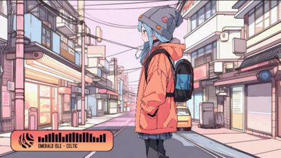 Twitch Screen Design Maker for a LoFi Beats Channel Featuring an Anime Girl Illustration