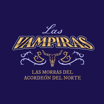 Online Logo Template Featuring a Cow Skull for a Regional Mexican Female Band 6204d
