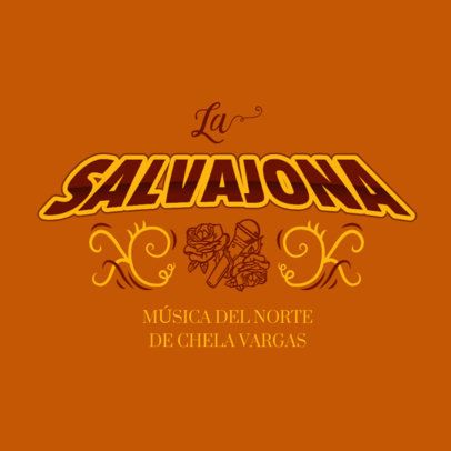 Logo Maker Featuring a Microphone with Roses for a Regional Mexican Group 6204k