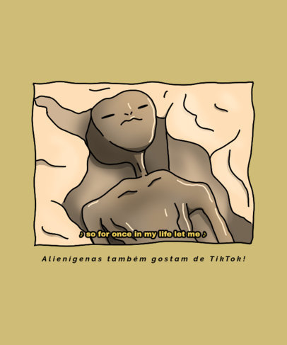 T-Shirt Design Generator Featuring a Mummified Alien Inspired by a Meme 6208k