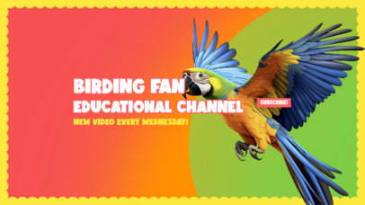 YouTube Banner Creator for an Educational Birding Channel with a Colorful Budgie Bird
