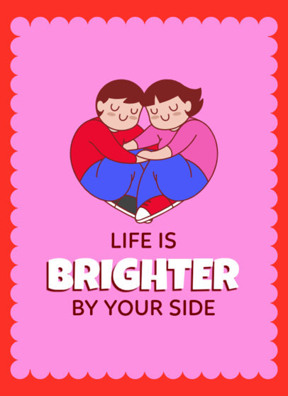 Greeting Card Maker for Valentine's with a Cute Couple Illustration and a Romantic Quote