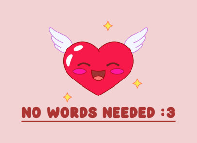 Greeting Card Creator for Valentine's Featuring a Happy Kawaii Heart with Wings 5248n-6062