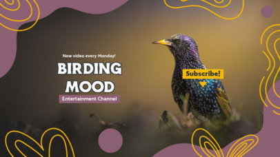 YouTube Banner Template Featuring a Bird Graphic for an Entertainment Channel