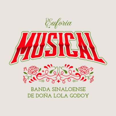 Sinaloense Mexican Music Group Logo Maker with Flower Graphics 6203b