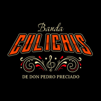 Norteno Mexican Music Group Logo Template with a Treble Clef Symbol 6203d