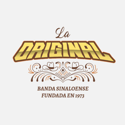Sinaloense Mexican Music Band Logo Generator with Cowboy Hat Graphics 6203e