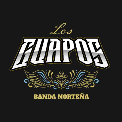 Logo Creator with an Illustrated Cowboy Hat and Wings for a Grupero Music Band 6203j
