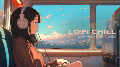 YouTube Thumbnail Maker for a LoFi Relaxing Beats Channel with an Anime-Style Background